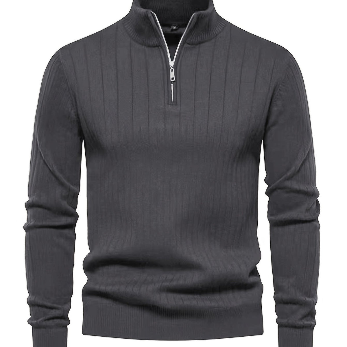 Men's Stand Collar Zipper Knit Pullover Sweater for Fall Comfort