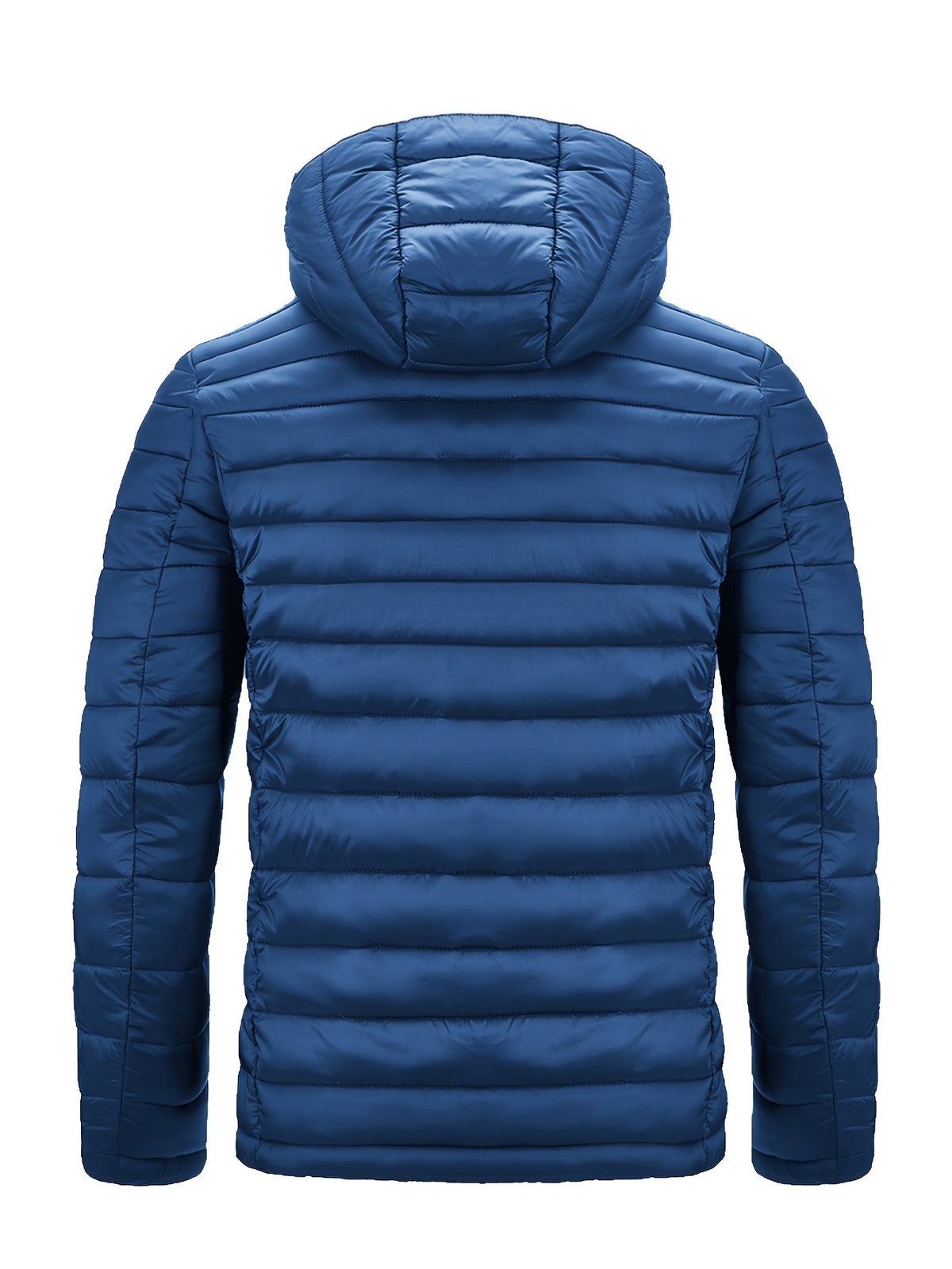 Men's Hooded Quilted Winter Jacket with Zipper Pockets