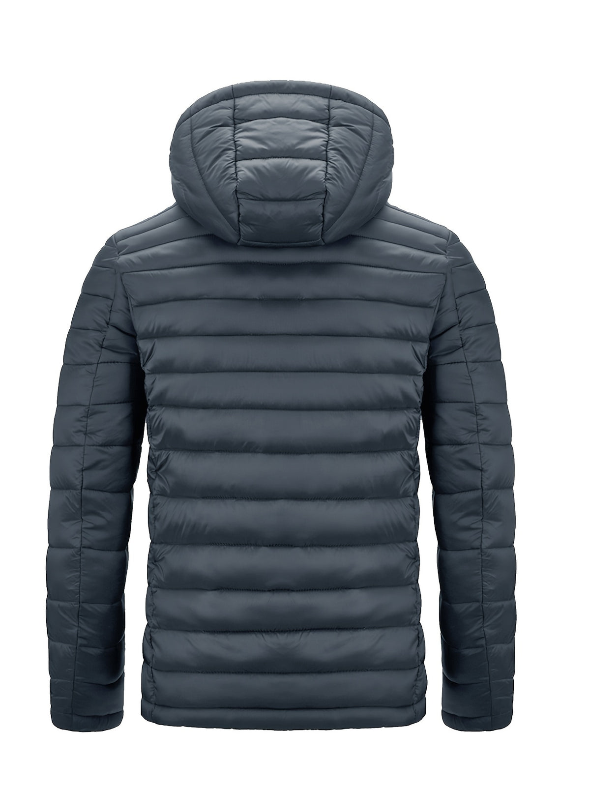 Men's Hooded Quilted Winter Jacket with Zipper Pockets