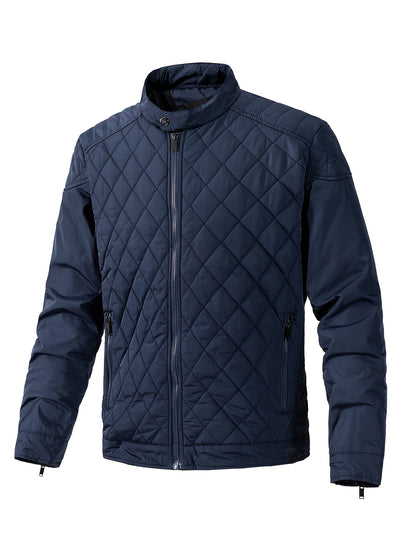 Men's Casual Diamond Pattern Stand-Up Collar Jacket in Polyester
