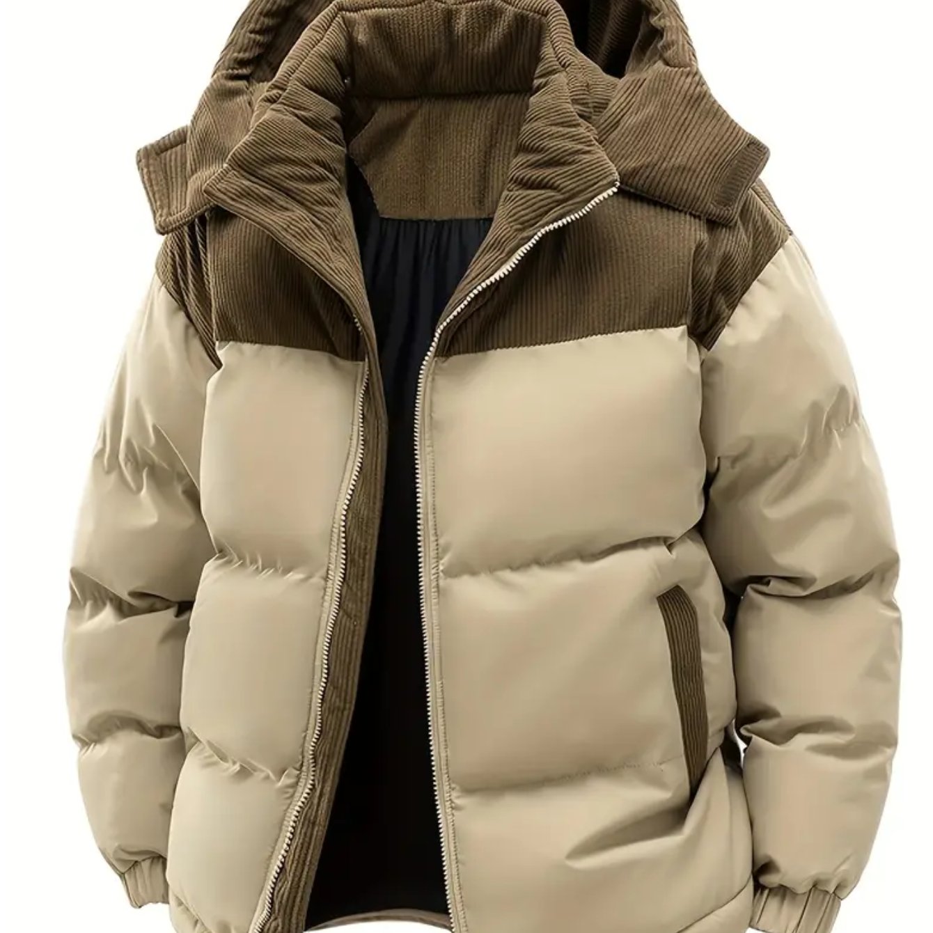 Men'S Fall Winter Thick Corduroy Jacket Casual Warm Coat - Hooded Jacket