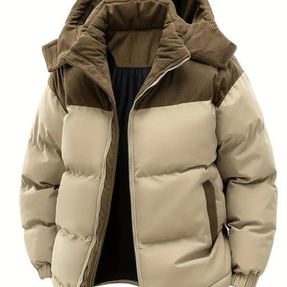 Men'S Fall Winter Thick Corduroy Jacket Casual Warm Coat - Hooded Jacket