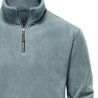 Refined Fleece Henley Sweater with Stand-Up Collar for Men