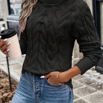 Ladies' High-Neck Sweater in Soft Stretch Fabric for Comfortable Wear
