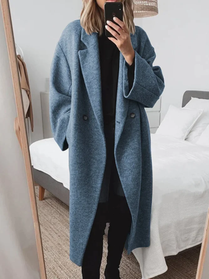 Winter Overcoat - Comfortable Cotton Blend Long Coat for Women