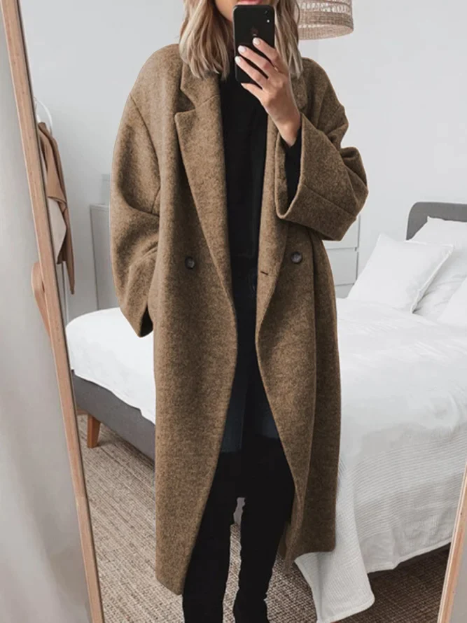 Winter Overcoat - Comfortable Cotton Blend Long Coat for Women