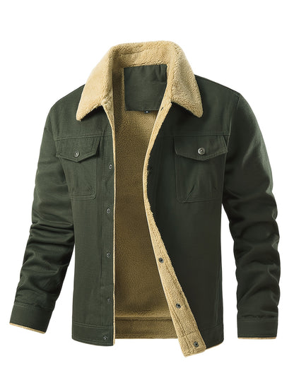 Men's Fleece-Lined Workwear Jacket for Warmth in Fall/Winter