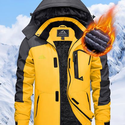 Men's Hooded Winter Fleece Lined Jacket for Outdoor Activities