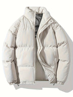 Autumn/Winter Men's Regular Fit Thickened Casual Solid Color Padded Coat, Men's Winter Warm Outerwear