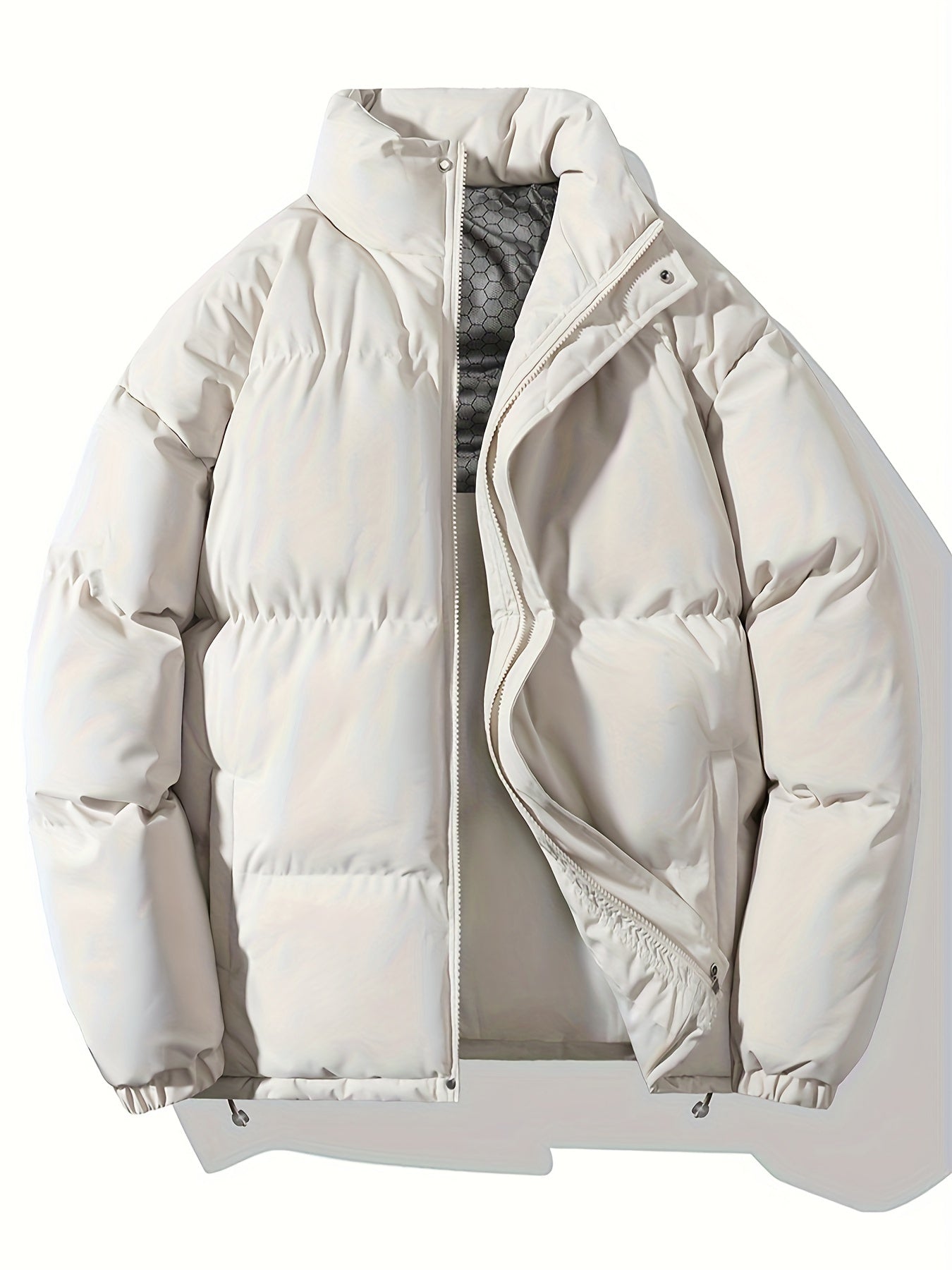 Autumn/Winter Men's Regular Fit Thickened Casual Solid Color Padded Coat, Men's Winter Warm Outerwear