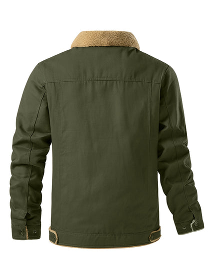 Men's Fleece-Lined Workwear Jacket for Warmth in Fall/Winter