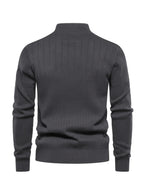 Men's Stand Collar Zipper Knit Pullover Sweater for Fall Comfort