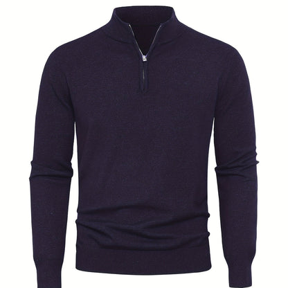 Men's Knit Zip-Front Sweater - Warm Thick Pullover for Cold Weather