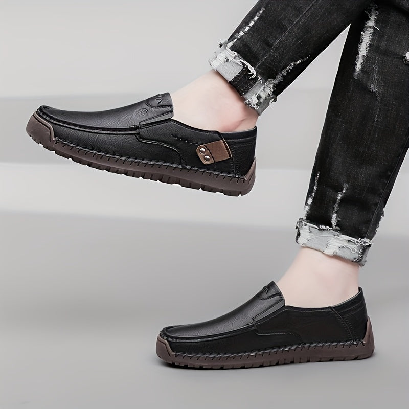 Men's Handmade Slip-On Sneakers - Comfortable Rubber Soles for All Seasons