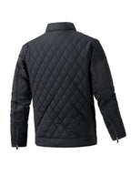 Men's Casual Diamond Pattern Stand-Up Collar Jacket in Polyester