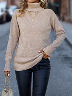 Elegant High Neck Warm Pullover Sweater for Women