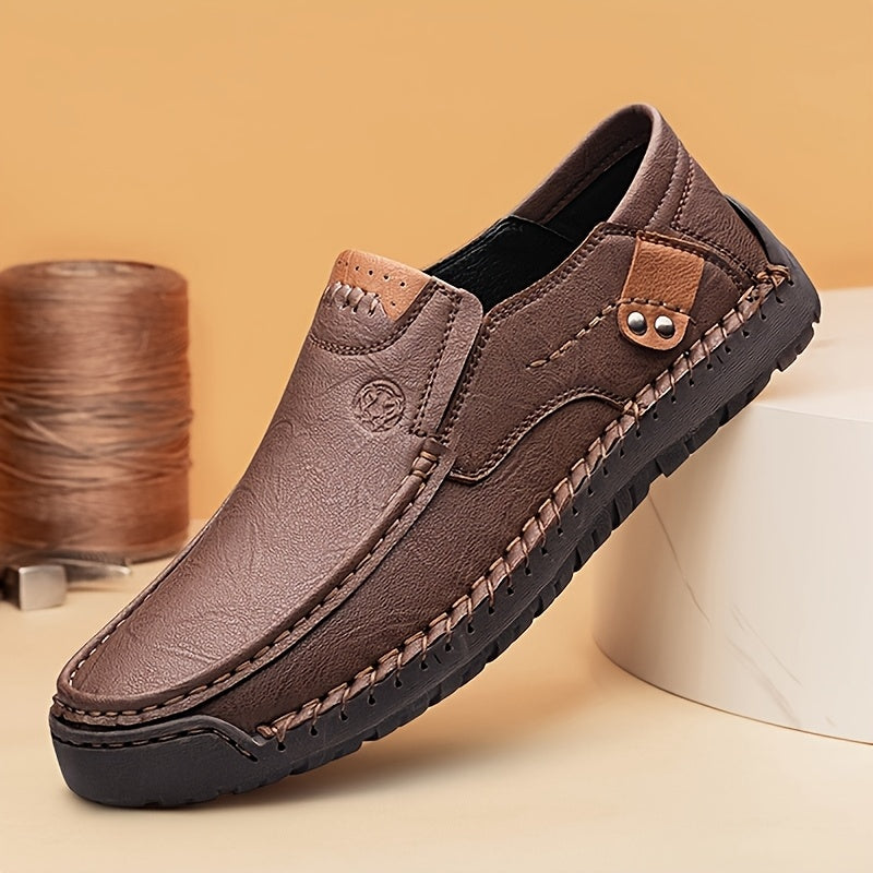 Men's Handmade Slip-On Sneakers - Comfortable Rubber Soles for All Seasons