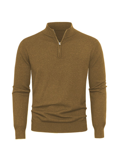 Men's Knit Zip-Front Sweater - Warm Thick Pullover for Cold Weather