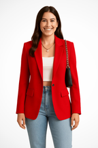 Women's Blazer - Tailored Fit with Single Button Closure