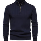 Men's Stand Collar Zipper Knit Pullover Sweater for Fall Comfort