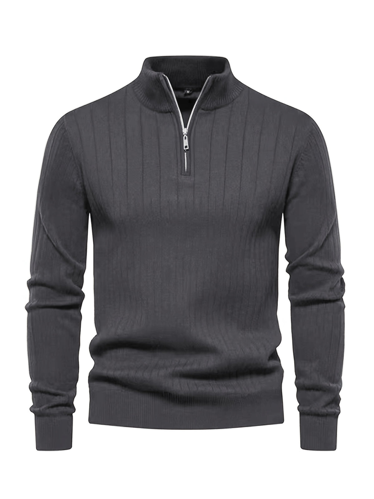 Men's Stand Collar Zipper Knit Pullover Sweater for Fall Comfort