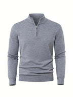 Men's Knit Zip-Front Sweater - Warm Thick Pullover for Cold Weather