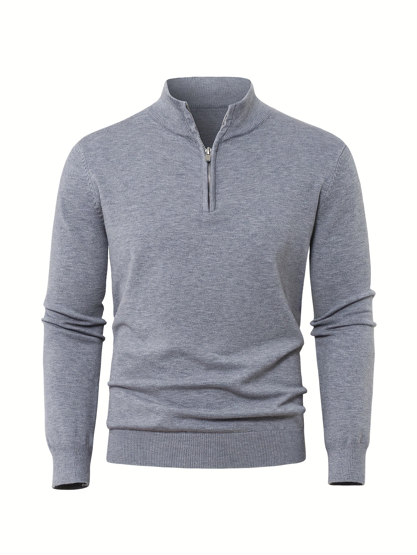 Men's Knit Zip-Front Sweater - Warm Thick Pullover for Cold Weather