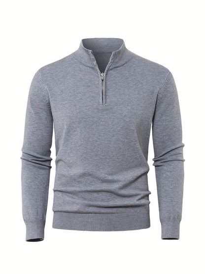 Men's Knit Zip-Front Sweater - Warm Thick Pullover for Cold Weather