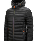 Men's Hooded Quilted Winter Jacket with Zipper Pockets