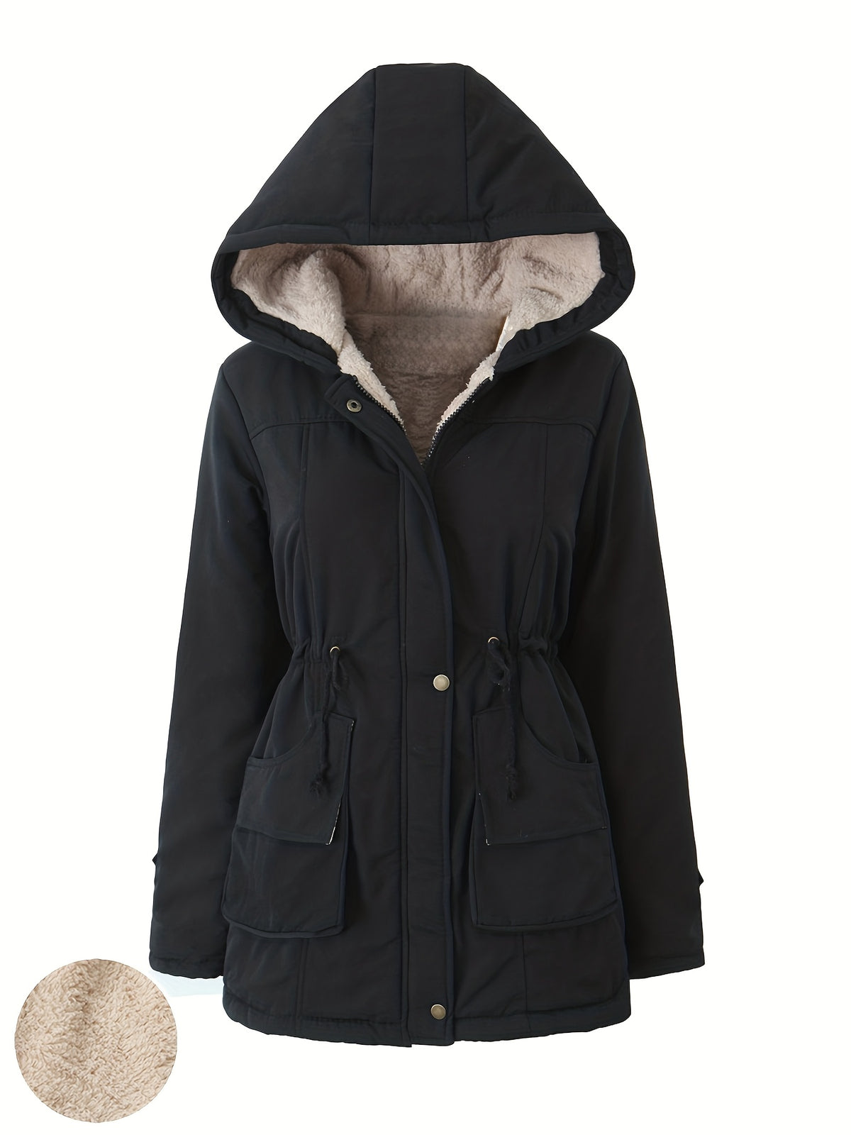 Women's Winter Hooded Parka Jacket - Heavy-Duty Cold Weather Coat