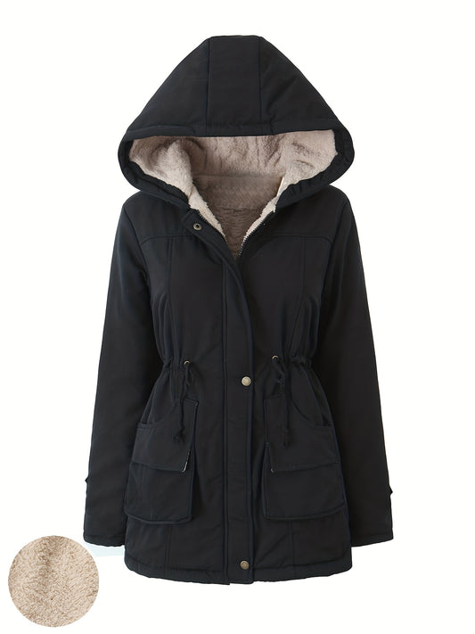 Women's Winter Hooded Parka Jacket - Heavy-Duty Cold Weather Coat
