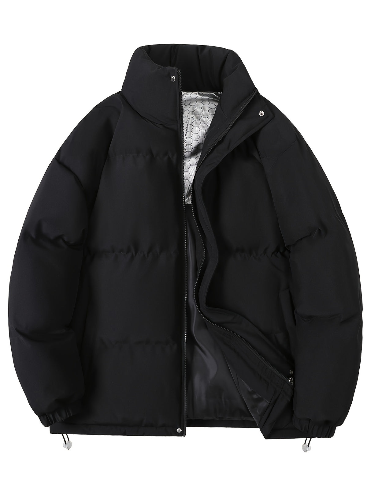 Autumn/Winter Men's Regular Fit Thickened Casual Solid Color Padded Coat, Men's Winter Warm Outerwear