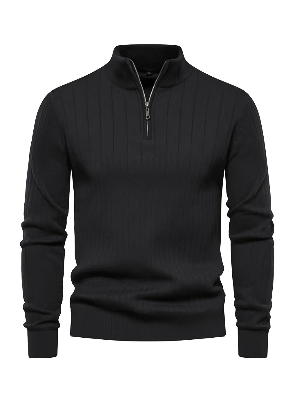 Men's Stand Collar Zipper Knit Pullover Sweater for Fall Comfort