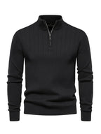Men's Stand Collar Zipper Knit Pullover Sweater for Fall Comfort