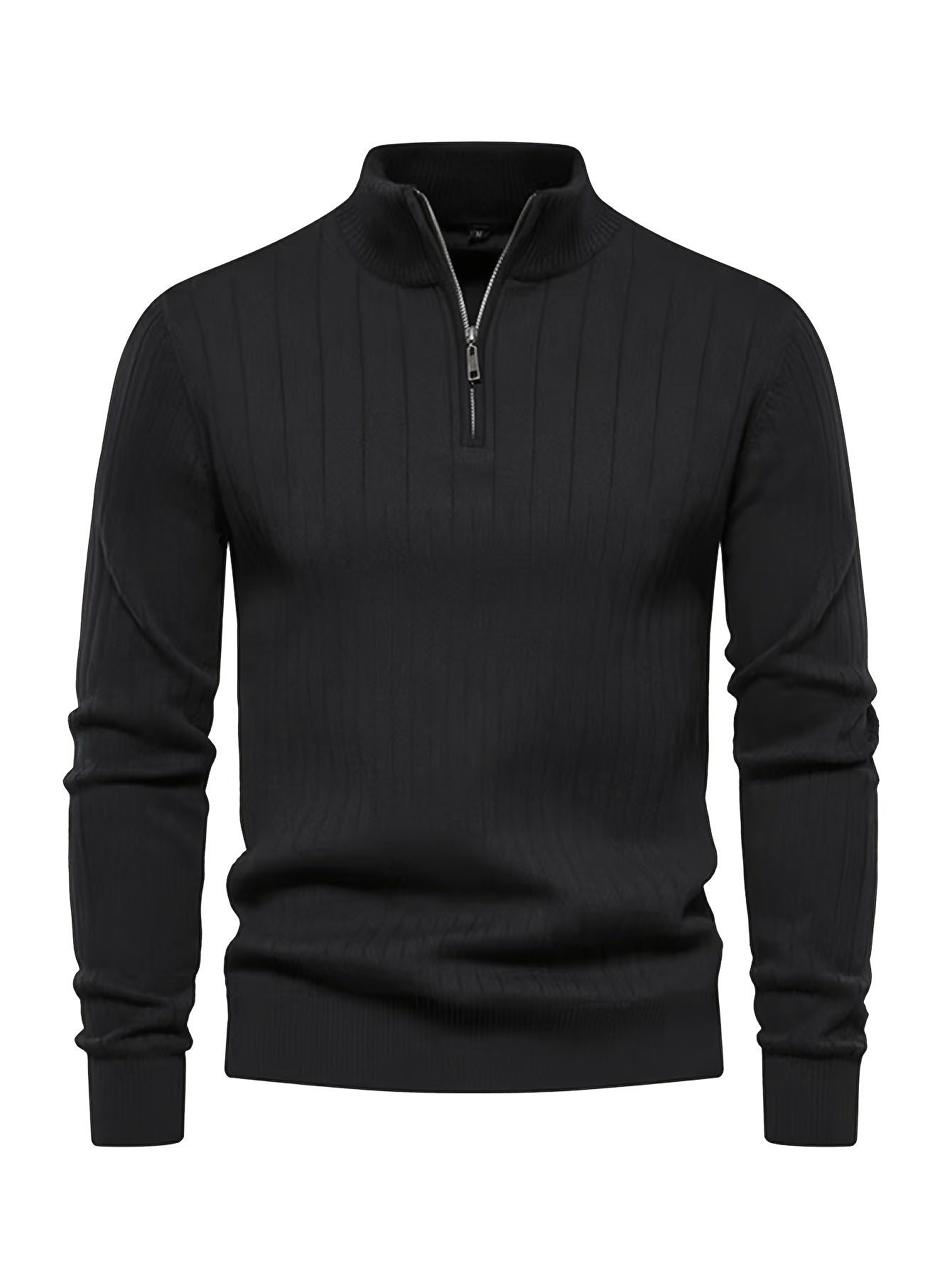 Men's Stand Collar Zipper Knit Pullover Sweater for Fall Comfort