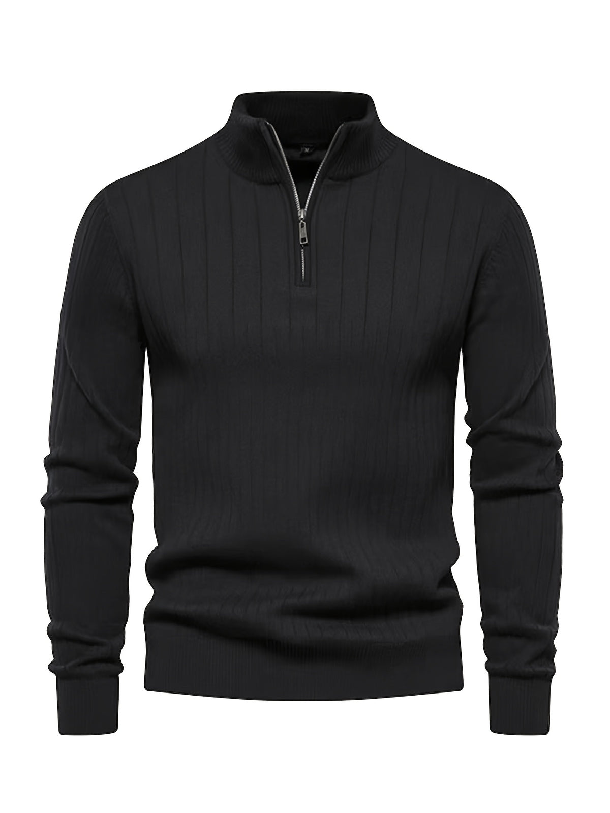 Men's Stand Collar Zipper Knit Pullover Sweater for Fall Comfort
