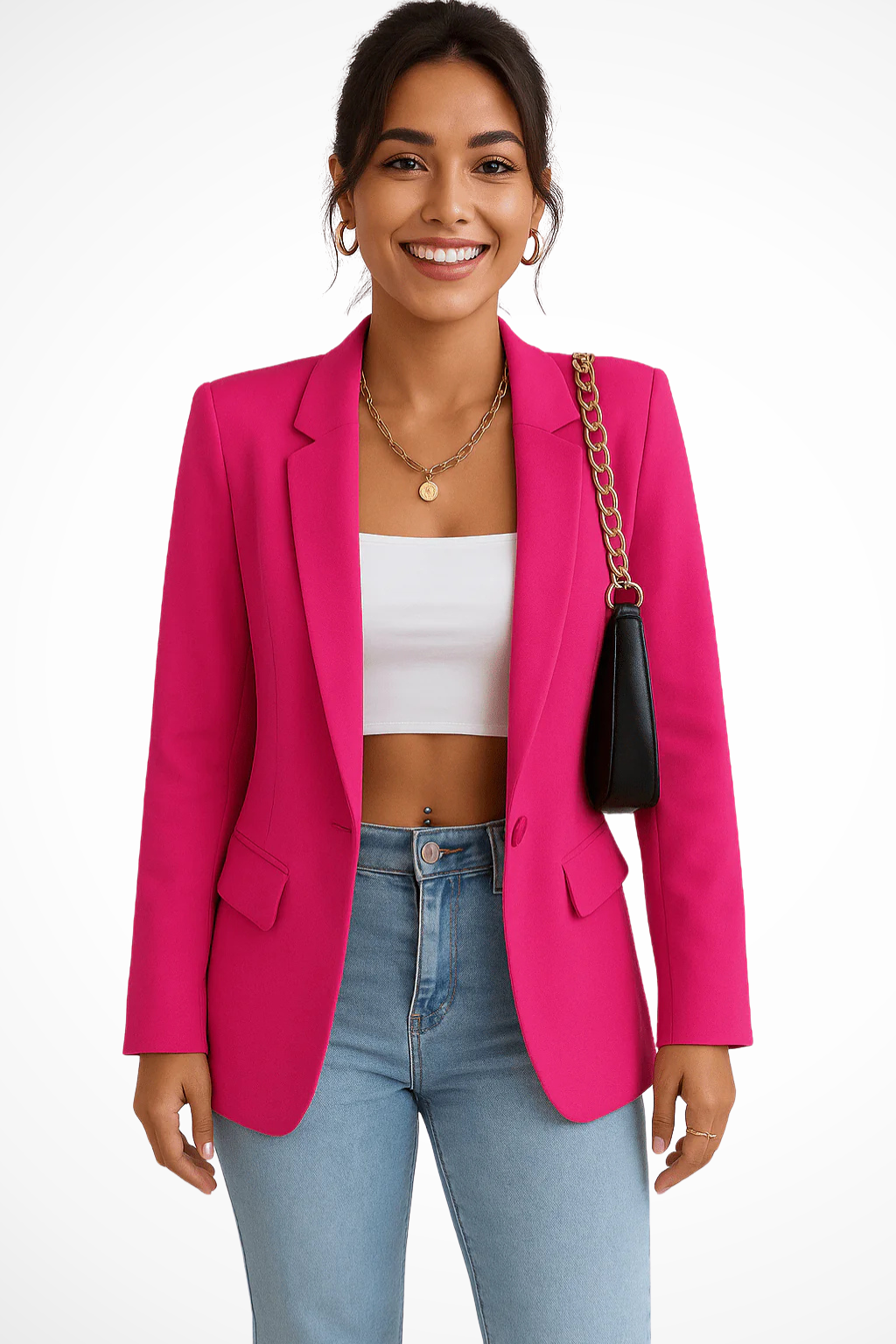 Women's Blazer - Tailored Fit with Single Button Closure