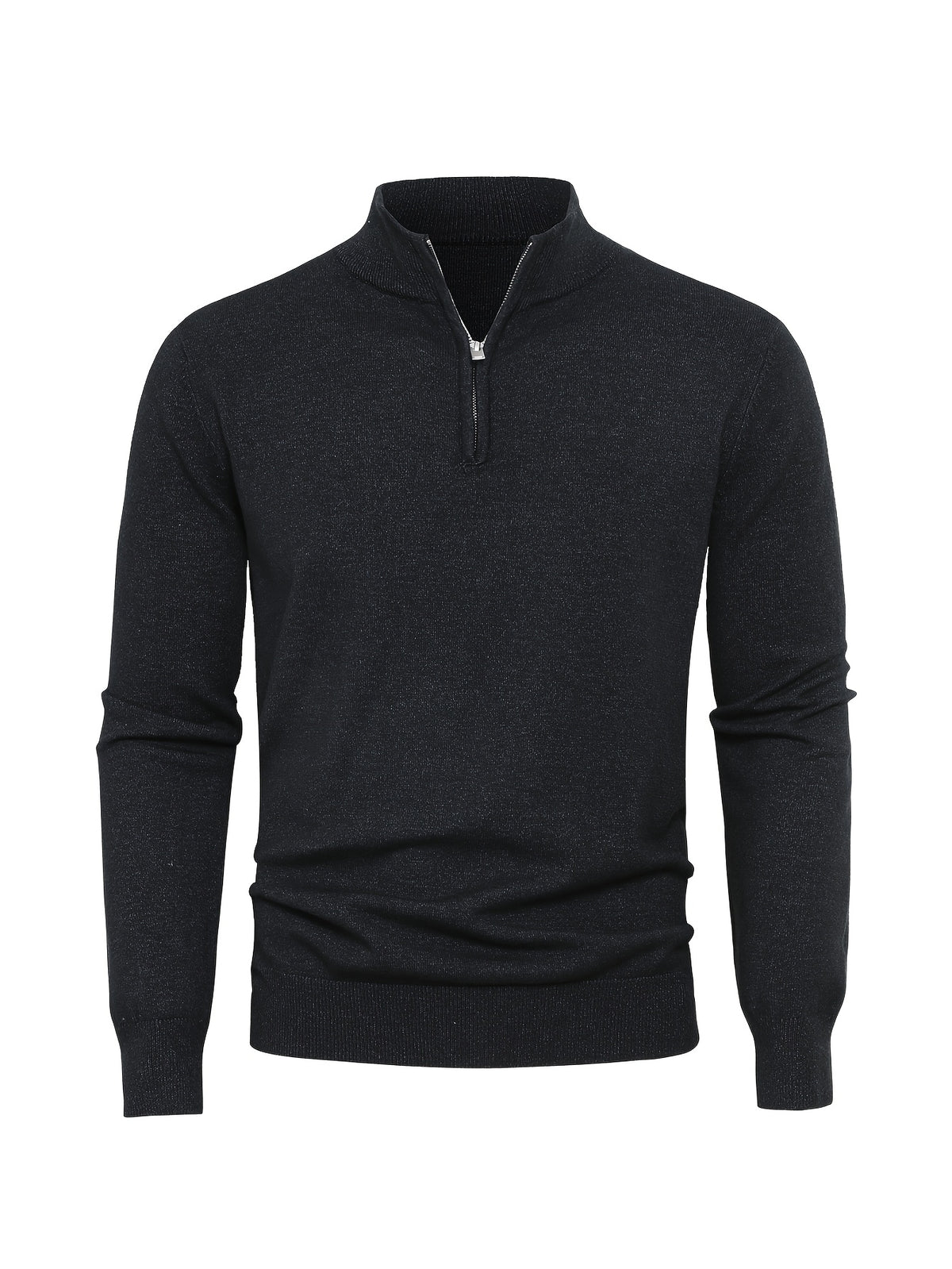 Men's Knit Zip-Front Sweater - Warm Thick Pullover for Cold Weather