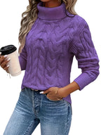 Ladies' High-Neck Sweater in Soft Stretch Fabric for Comfortable Wear