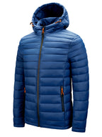 Men's Hooded Quilted Winter Jacket with Zipper Pockets