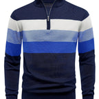 Men's Striped Knit Sweater, Soft Viscose Blend, Warm Casual Top