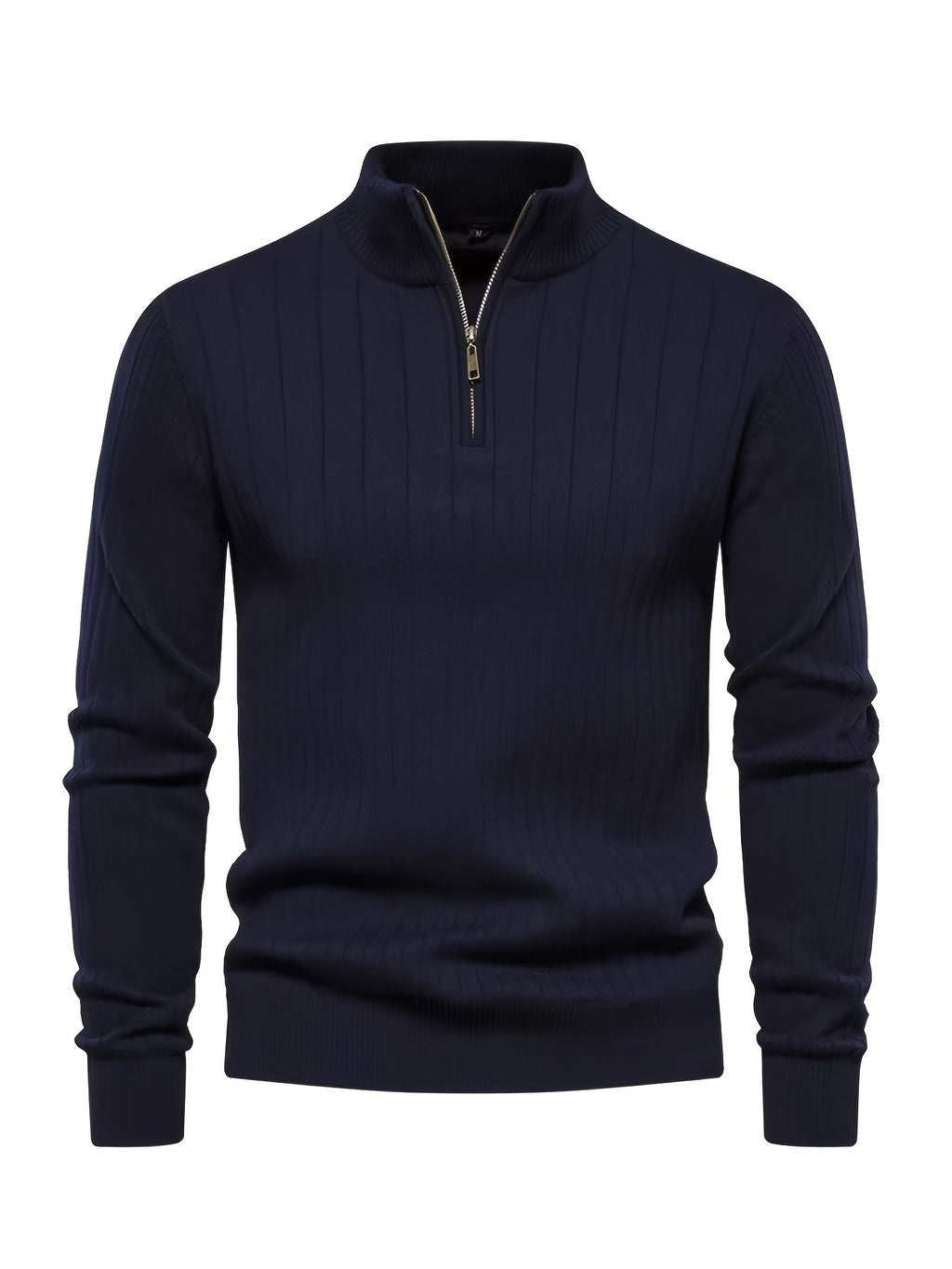 Men's Stand Collar Zipper Knit Pullover Sweater for Fall Comfort