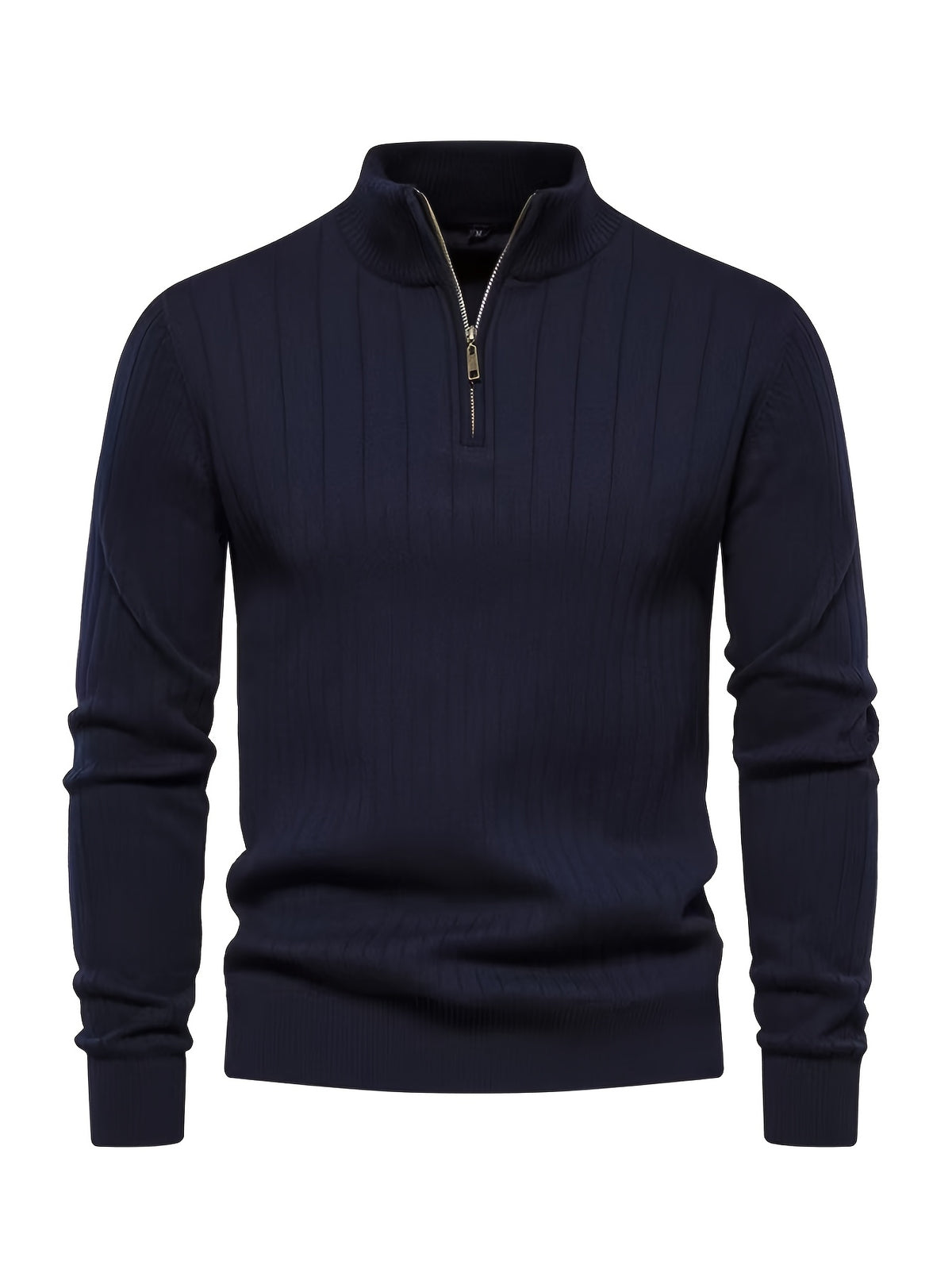 Men's Stand Collar Zipper Knit Pullover Sweater for Fall Comfort