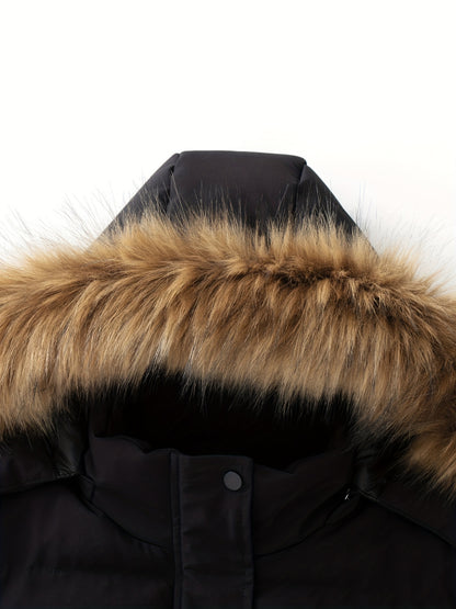 Women's Hooded Warm Winter Puffer Coat with Removable Hood