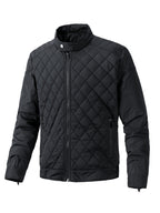 Men's Casual Diamond Pattern Stand-Up Collar Jacket in Polyester