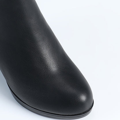 Women's Ankle Boots with Chunky Heel and Zipper Closure