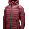 Men's Hooded Quilted Winter Jacket with Zipper Pockets