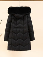 Women’s Long-Sleeve Faux Puffer Jacket, Slim Fit Warm Coat