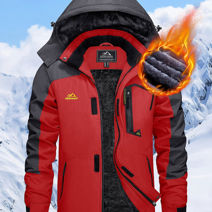 Men's Hooded Winter Fleece Lined Jacket for Outdoor Activities