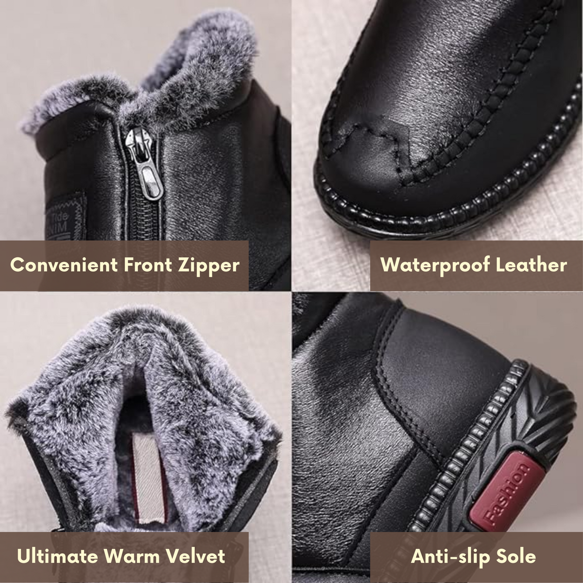 Women's Orthopedic Ankle Boots Waterproof Zip Arch Support